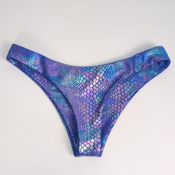 3/$20 Shein Metallic Snakeskin Print Bikini Bottoms Shiny Mermaid Rave Costume - Picture 6 of 6
